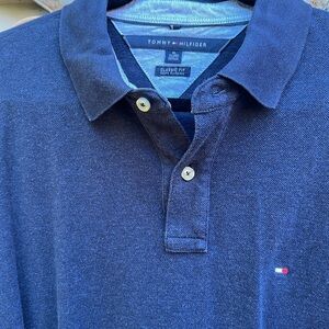 Tommy Hilfiger Blue Cotton Long Sleeve Polo Shirt XL
